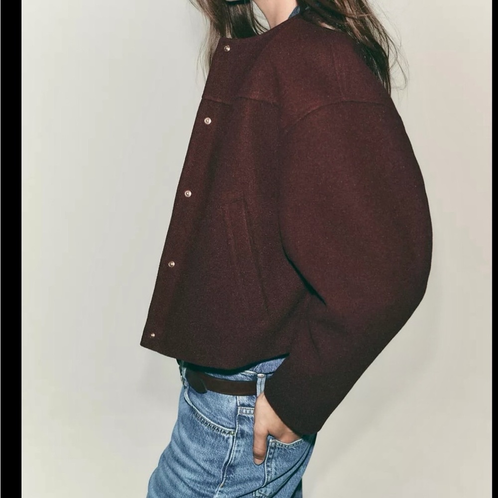 Zara NWT burgundy jacket with gold buttons - Picture 4 of 6